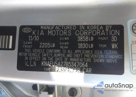 2011 Kia Forte Ex из США, поврежденный, VIN KNAFU5A27B5347064